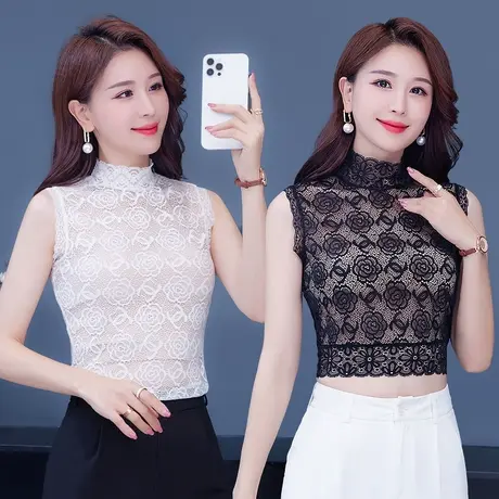 蕾丝打底衫女秋冬假领子镂空花边半高领遮脖颈纹配毛衣装饰假衣领商品大图