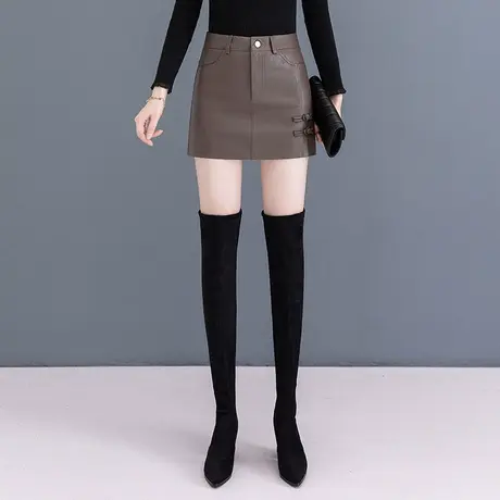 pu皮短裤女2023秋季新款高腰显瘦外穿a字阔腿裤洋气百搭显瘦裙裤图片