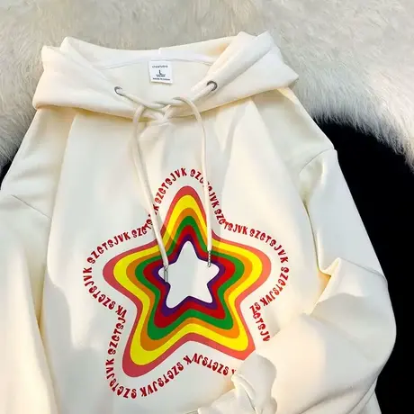 奶糯风连帽卫衣女设计感小众秋冬季加绒加厚ins潮牌宽松大码外套商品大图