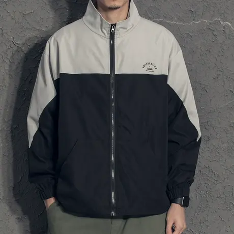 奕飏撞色拼接运动风薄款外套男春秋2020新款男学生帅气立领夹克衫图片