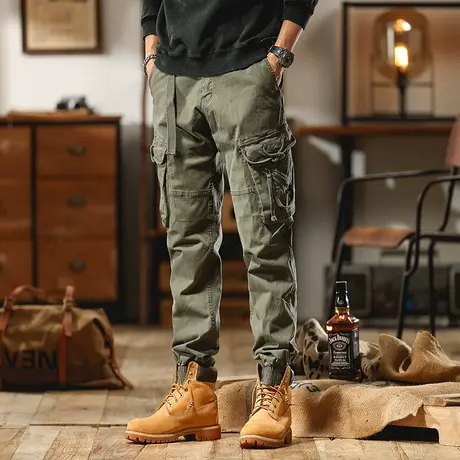 美式重磅工装裤男潮流裤子春秋季裤子男款休闲裤百搭束脚工装裤图片