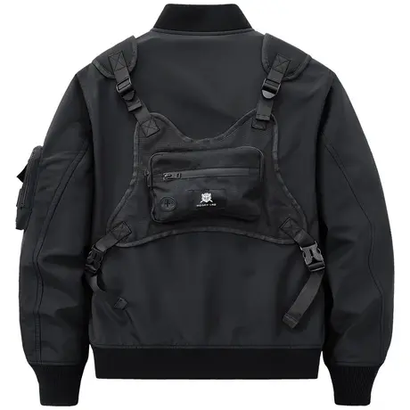 VIP机能风工装外套男2023新款假两件飞行员夹克高街ins潮牌棒球服图片