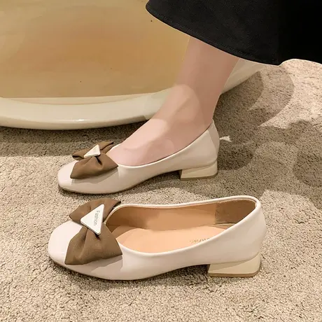 不累脚工作小单鞋女潮2023春夏新款显脚小皮鞋时尚软皮脚背高女鞋商品大图