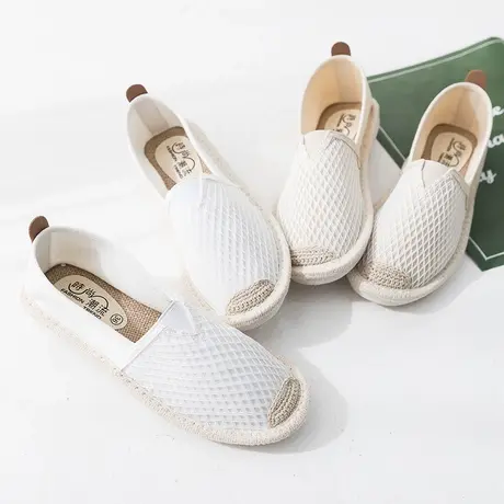 夏季一脚蹬老北京布鞋女2020新款百搭渔夫鞋韩版平底休闲懒人单鞋商品大图
