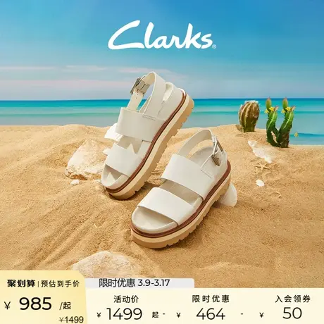 Clarks其乐女鞋奥莉系列时尚一字带厚底松糕鞋圆头罗马沙滩凉鞋女图片