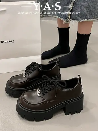 学院英伦风小皮鞋女2024春季新款厚底高跟乐福鞋配裙子玛丽珍单鞋商品大图