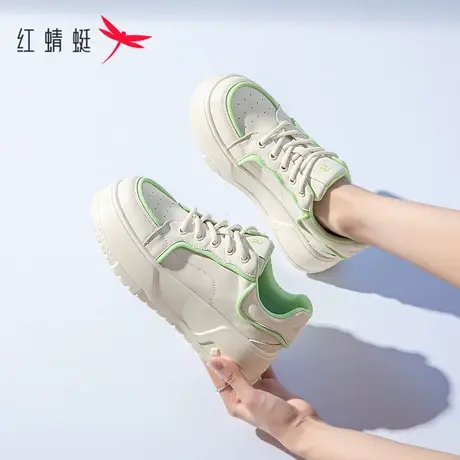 红蜻蜓小白鞋女厚底增高夏季2023新款松糕鞋透气休闲板鞋女旗舰店商品大图