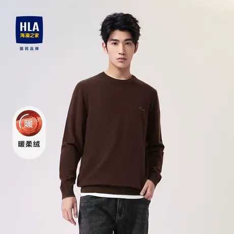 HLA/海澜之家圆领套头长袖针织衫23秋新款时尚休闲弹力舒适上衣男图片