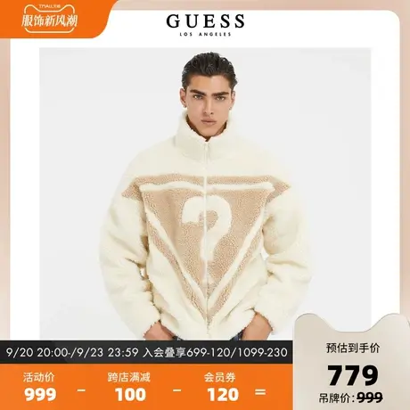 GUESS23新秋男撞色拼接加厚保暖仿羊羔绒夹克外套-M3BQ56R9GV0商品大图