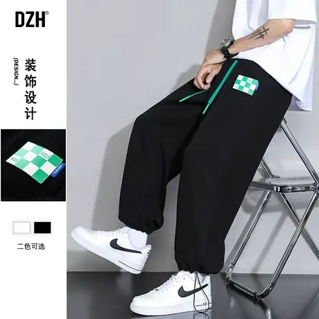 男士黑色休闲裤子男潮牌ins宽松百搭抽绳束脚裤2023新款秋季男裤图片