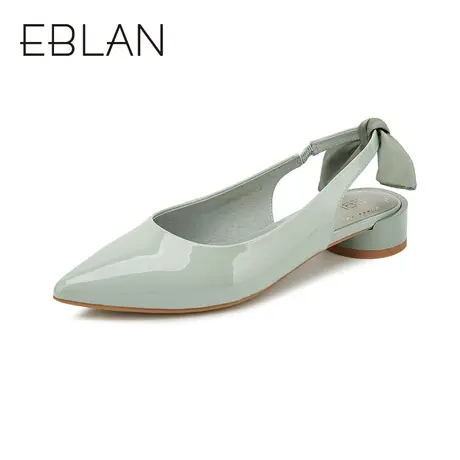 伊伴春夏新款女鞋温柔风气质单鞋甜美淑女尖头中跟鞋舒适半凉鞋女商品大图
