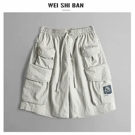 夏季凉感工装多口袋五分裤男裤潮牌机能宽松过膝中裤潮牌伞兵短裤图片
