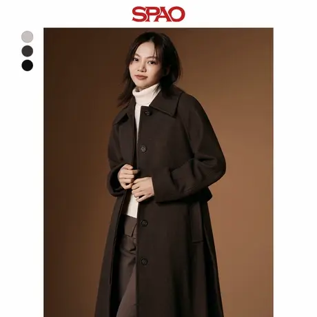 SPAO韩国同款冬季女士简约气质毛呢外套大衣SPJWE4VW01图片