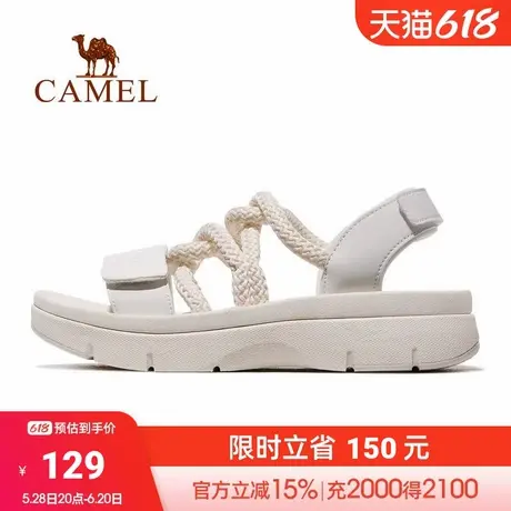 骆驼运动鞋女款凉鞋2024春夏新款女鞋沙滩鞋女防滑软底魔术贴鞋子商品大图