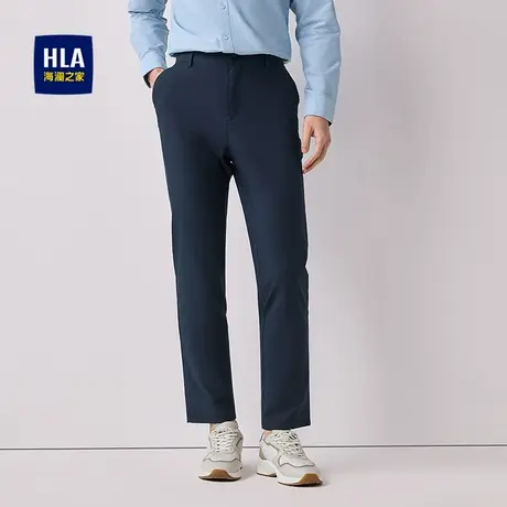 HLA/海澜之家商务弹力直筒休闲裤25春夏新款易打理刺绣长裤子男士图片