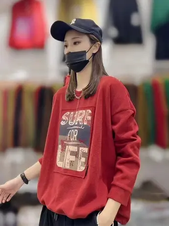 2023年秋季韩版高品质圆领卫衣女宽松字母印花显瘦百搭长袖上衣潮商品大图