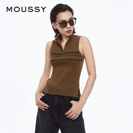 MOUSSY 夏季新品韩系休闲高领双色条纹针织背心010HA770-0161商品大图