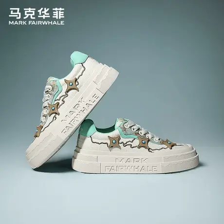 马克华菲厚底帆布鞋女2025秋季新款透气增高休闲板鞋女小白鞋图片