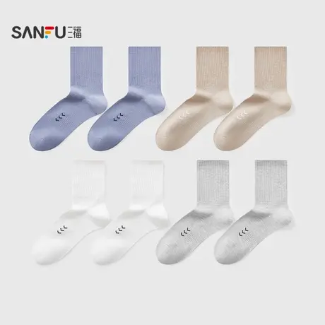 三福 男短筒袜单双装 简约休闲净版柔软舒适男袜袜子844411商品大图