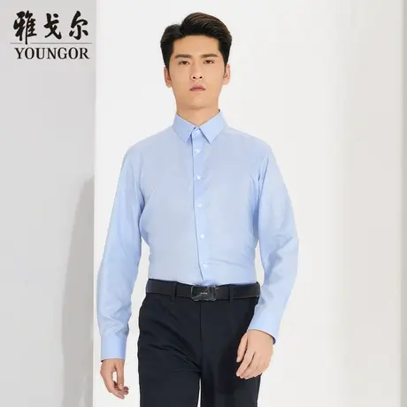 雅戈尔奥莱 商场同款男士长袖衬衫秋季商务休闲纯棉DP免烫衬衫商品大图