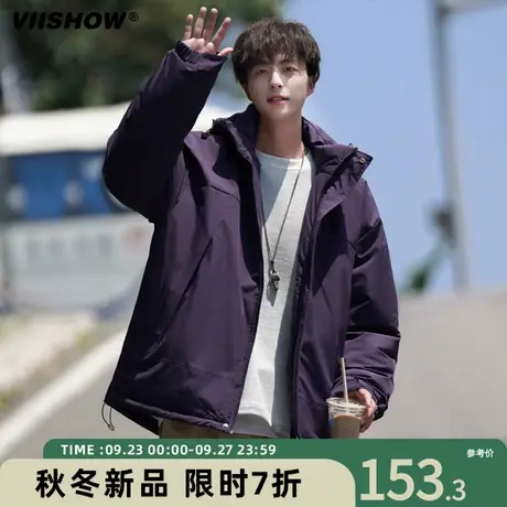 VIISHOW日系宽松休闲连帽保暖加厚棉服外套户外冬季新款男生棉袄商品大图