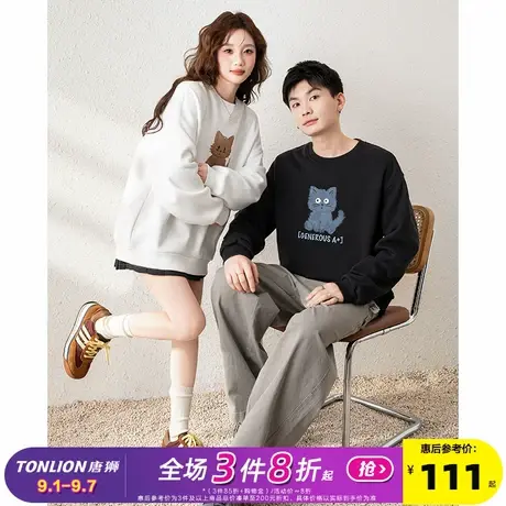 唐狮新款情侣卫衣2025春秋季新款圆领套头宽松情侣装男女长袖上衣图片