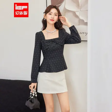 IEF/爱依服2025秋季新款法式温柔淑女气质复古波点通勤百搭裙上衣图片