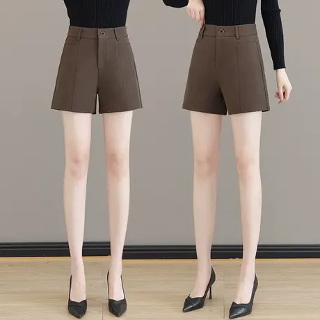 气质短裤女秋冬季新款显高显瘦高腰宽松a字外穿阔腿靴西裤高档图片