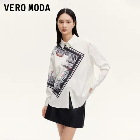 Vero Moda衬衫2025秋季新款宽松单排扣印花设计翻领上衣气质通勤商品大图