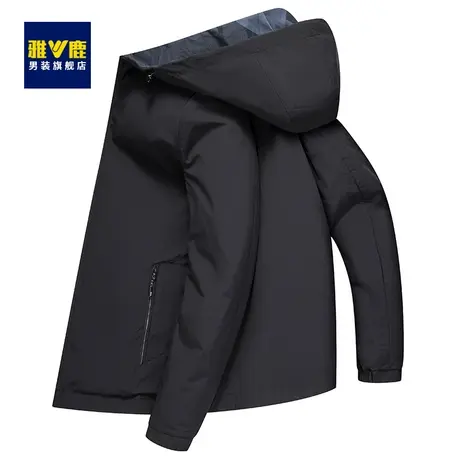 【双面穿】雅鹿夹克男2023春秋季新款迷彩休闲连帽上衣男装外套潮商品大图