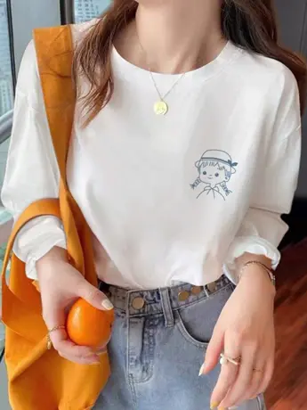 女士仿棉长袖t恤2023新款秋冬季加绒内搭打底衫今年流行漂亮上衣图片