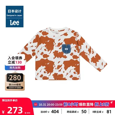 Lee日本设计舒适版奶牛花色牛仔口袋长袖T恤童装男女潮LBT00703图片