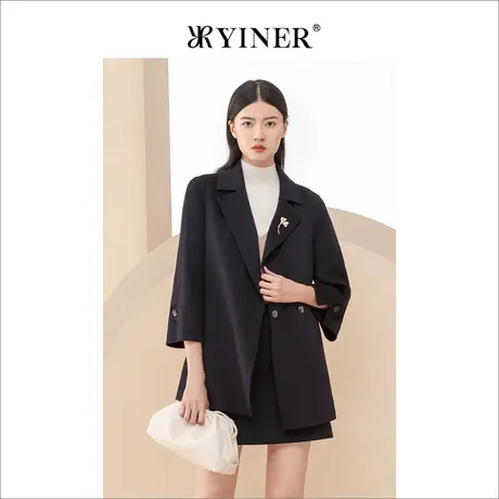 YINER音儿女装冬季羊毛含羊绒双面呢外套图片