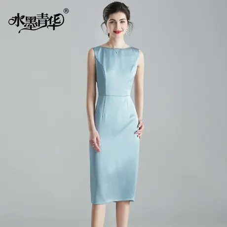 【1件7.9折】夏装新品气质优雅百搭无袖连衣裙时尚简约修身背心裙商品大图