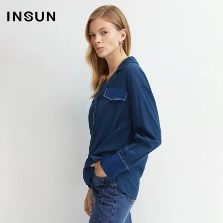 INSUN恩裳春季撞色线条感衬衫商品大图