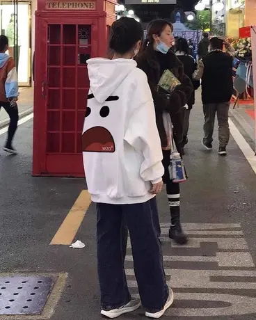 纯棉连帽卫衣外套女2023新款爆款美式oversize多巴胺秋冬穿搭上衣图片