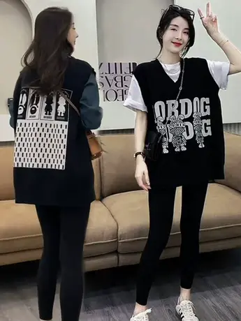 时尚针织马甲女2023春季新款宽松慵懒风无袖V领叠穿毛衣马夹背心图片