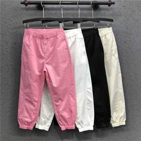 薄款粉色八分休闲裤春夏新款韩版甜酷女九分宽松显瘦老爹哈伦裤潮商品大图