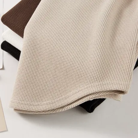 秋冬新款韩版圆领华夫格纯色纯欲燕尾摆修身长袖体恤上衣内搭女商品大图