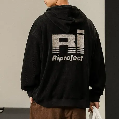 连帽拉链卫衣大印花休闲男装圆领潮牌卫衣男士长袖潮流男装卫衣图片