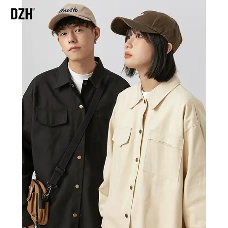 情侣衬衫外套男长袖上衣秋季男款工装夹克男士2024新款百搭情侣装商品大图