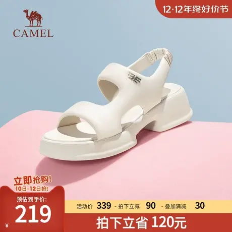 骆驼女鞋2023夏季新款蓬蓬面包蝴蝶凉鞋厚底增高舒适柔软时装凉鞋图片