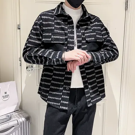 日系复古夹克男春秋季2022新款高街潮牌简约休闲字母上衣痞帅外套商品大图