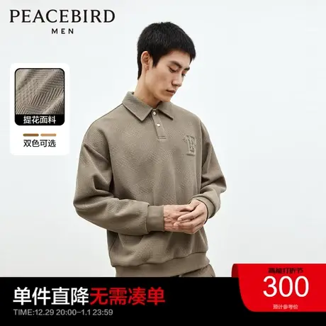 太平鸟男装 双色翻领肌理挺阔卫衣男士2023年冬季套头上衣奥莱图片