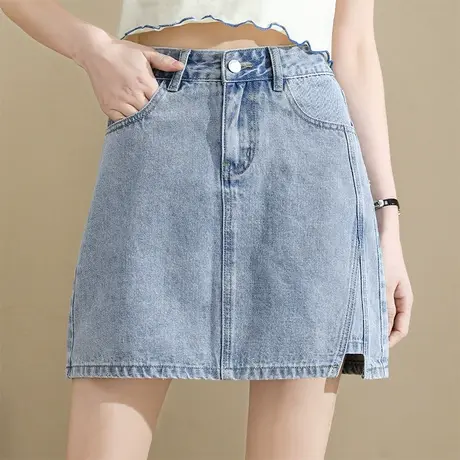唐狮牛仔短裙2023新款女夏半身裙经典显瘦高腰a字高腰包臀短裙子B图片