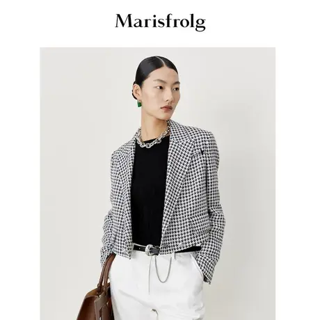 【千鸟格】玛丝菲尔春新款小西装短款外套秋冬职业装图片