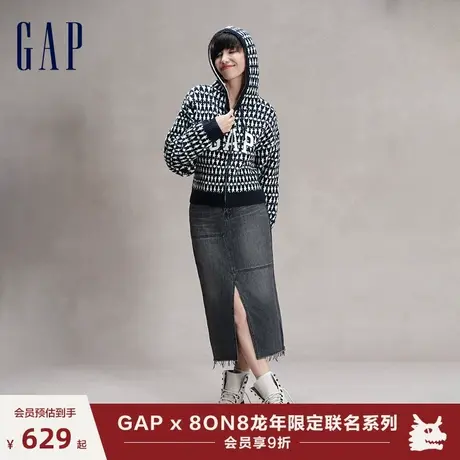 【GAP x 8ON8联名】龙年限定女装春季2024新年针织连帽毛衣480038图片