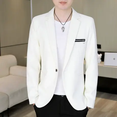 时尚肌理感西服男士韩版修身潮牌单西上衣春季高端潮流小西装外套商品大图