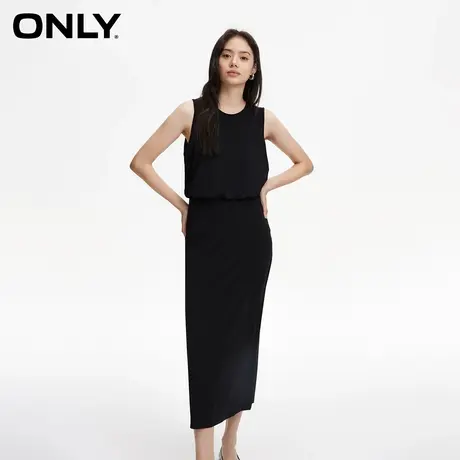 ONLY奥莱春季新款气质圆领拼接假两件后背开叉连衣裙女图片