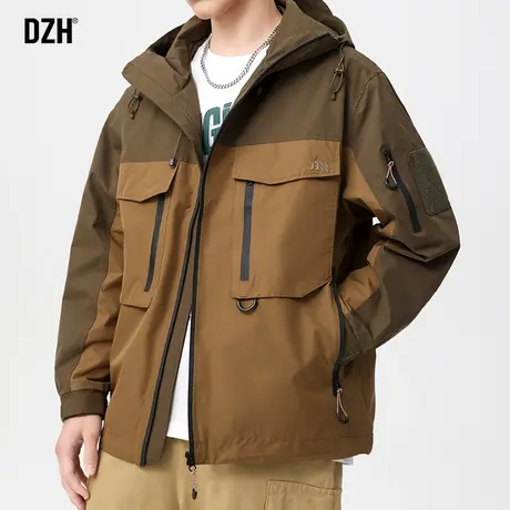 男士工装夹克男美式冲锋衣外套男款春秋款2024新款休闲运动上衣服商品大图